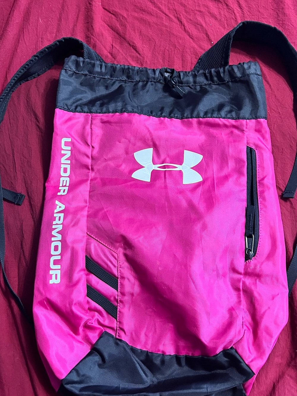 Under Armour Hot Pink and Black Drawstring Backpack